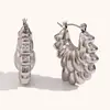 Pendientes Huecos Geométricos Exagerados de Personalidad Moda Transfronteriza Europea y Americana Color Acero Inoxidable Pendientes Versátiles Simples de Gama Alta para Mujeres
