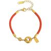 Pulsera de Acero Titanio para Mujer con Cuerda Roja de la Suerte, Moneda Dorada, Pulsera Festiva Sencilla, Nuevo Ingreso de Cobre Transfronterizo de Lujo