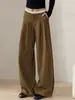 Pantalones negros de mujer para otoño, pantalones anchos de cintura alta holgados, talla petite, caída de alta gama, pantalones casuales rectos ajustados para traje