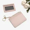 Cartera para Monedas con Patrón de Lona Ultra Fina Transfronteriza Llavero de Cuero PU Estuche Protector con Múltiples Ranuras para Tarjetas y Portadocumentos