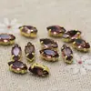10 Piezas de Strass de Garra Cosidos a Mano de Ojo de Caballo Pequeño de 4x8mm con Base Dorada y Agujeros para Decoración de Zapatos y Cuellos de Ropa, Botones de Strass para Bolsos