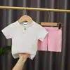 Conjunto de Shorts de Manga Corta de Algodón y Lino de Verano para Niños, Bebé, Color Puro, Doble Capa de Gasa de Algodón, Estilo Chino, Traje Holgado de Dos Piezas