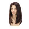 Peluca nueva europea y americana transfronteriza para hombres, de pelo largo, liso y castaño oscuro, de fibra química, disponible directamente de fábrica.
