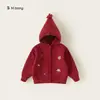 Moletom Bangxuan para Bebê Chapéu de Mago Vermelho para Criança Pequena Roupas Malha para Menina Suéter Versátil para Menino Casaco