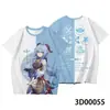 2024 Explosiones Cruzadas Verano Juego Transfronterizo Yuan Yuan Shen Secundario Artículos de Merchandising de Yuan Shen Impresión Digital 3D Camiseta de Yuan Shen Dibujos Animados