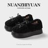 Zapatillas de casa Nanbowan con tacón de lana y algodón para mujer en otoño e invierno, se pueden usar en exteriores, cálidas y cómodas, zapatos ligeros de suela gruesa y suave