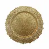 Prato de plástico PP para exportação de comércio exterior com padrão irregular de floco de neve 13 polegadas prato de jantar decorativo com revestimento de pó dourado para restaurantes e hotéis