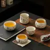 Taza de Té de Conejo Lindo para la Buena Suerte Beige Horno Ru Taza de Maestro Juego de Té Kung Fu Taza de Té Tazón de Té Personal Taza de Té de Cerámica