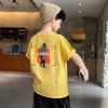 Camiseta de algodón de manga corta para niño, estilo nuevo de verano 2025, ropa para niños de tallas medianas y grandes, top de calle elegante y a la moda para niños, ropa de verano.