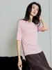 Top de punto de una sola manga y manga media, suave, apto para la piel, delicado, de Lyocell y Cachemir, para mujer, Otoño, con temperamento, para el trabajo, Camiseta
