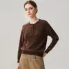 Suéter de cachemira con hilo floral para otoño e invierno para mujer, cuello redondo semiabierto, tejido grueso, mangas raglán, suave y cómodo, capa base moderna