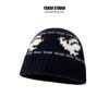 Gorro de Cuenca Tejido a Crochet Jacquard Vintage para Hombres y Mujeres Cálido para Otoño e Invierno Estilo Coreano Combinable Rostro Pequeño Gorro de Lana Moderno