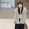 Zheshili Roupa Infantil Conjunto para Meninas Inverno Quente Roupa Dupla Face Infantil Colete Forrado com Pelo Roupas de Bebê Menininha