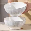 Tigelas e Pratos de Cerâmica com Padrão Mármore em Engobe de Alta Qualidade com um Toque de Luxo, Adequados para Uso Doméstico e Comercial, Pratos e Tigelas Grandes para Peixes