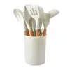 Punto mango de madera silicona cocina 12 piezas antiadherente espátula de cocina herramientas de silicona para cocina Set de almacenamiento para hornear