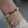 Fornecimento Direto da Fábrica Pulseira de Pérola e Jade Hetian beleza natural simples retrô chinês nicho de alta qualidade pulseira personalizada