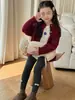 Bu Mi Er Outono Inverno Novo Macacão Infantil Feminino Emagrecedor Estilo Coreano Roupa Externa Lã de Cordeiro Quente