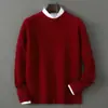 Baicai Rong 2026 Otoño/Invierno Nuevo Estilo Suéter 100% Lana Pura para Hombre Cuello Redondo Jersey Grueso Tejido de Cable Capa Base
