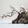 Simulação de galhos de flores de ameixa, flor de pêssego Wintersweet, árvore falsa, enfeites para mesa de jantar, floricultura seca, bonsai chinês, decoração para estudo em casa