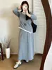 Conjunto de dos piezas (top y falda) para mujer talla grande, colección otoño 2026, para mujeres con curvas, con un diseño asimétrico y casual
