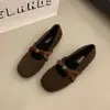 Novo Estilo Sapato Mary Jane Simples com Laço Forrado de Lã Quente Estilo Coreano com Pelo para Mulheres, Adequado para Uso Externo no Outono e Inverno 2025