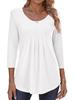 2026 Amazon Camiseta Casual de Moda Primavera Europea y Americana para Mujer, Manga Tres Cuartos, Holgada, Cuello Redondo, Plisada