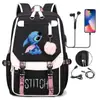 Alunos do ensino fundamental alunos do ensino médio mochila para escola meninos e meninas mochila de estudante bolsa de ombro dupla grande capacidade desenho animado crianças fofo bolsa do Stitch