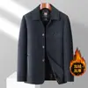 Casaco de inverno de chenille do papai, forrado com fleece e espesso, novo estilo outono/inverno, casaco business casual para homens de meia-idade