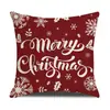 Almofada Quadrada Removível Estampa Padrão Árvore Bola Pendurada Floco de Neve Vermelho Branco de Natal Capa para Almofada Simples Decoração de Sofá Floco de Neve