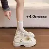 Sapatos Mary Jane Femininos Rasos Novo Estilo Laço Branco Pérola Versátil Verão 2026 Bico Redondo Sola Grossa