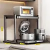 Prateleira de Armazenamento para Micro-ondas de Cozinha Bancada Multifuncional Prateleira de Armazenamento Retrátil para Forno, Panela de Arroz e Panelas