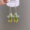 Atmósfera de Primavera y Verano Mariposa Verde Gota de Agua Borla Pendientes Estilo Bosque Fresco y Ligero Lujo Elegante Pendientes de Gama Alta para Mujeres