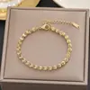Centenas de Pulseiras Meichen Europeias e Americanas Ouro 18K Não Desbota Aço Titânio Femininas Simples e Versáteis Ins Personalizadas Moda Joias de Mão