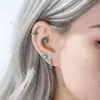 Aretes de Tachuela de Esmeralda Paraíba Verde con Diseño Floral en Forma de Corazón, Estilo Popular, Adecuados para Perforación de Oreja