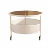 Mesa de Centro Redonda de Vidrio Redonda de Lujo Ligero Moderna Estilo Crema Mesa de Café para Sala de Estar de Apartamento Pequeño Mesa de Café para el Hogar