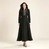 Vestido Longo Jacquard Renda Strass Europeu e Americano Gola Lapela Manga Longa Barra Larga Saia Longa Luxo Leve Banquete Roupas Femininas Europeias e Americanas