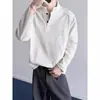 Otoño 2026 Nuevo Estilo Coreano Old Money Top de Manga Larga con Cuello Henley Texturizado Camiseta Base de Punto de Alta Gama