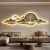 Nueva Pintura Decorativa para Sala de Estar Estilo Chino con Iluminación LED, Pared de Fondo Atmosférica para Sofá, Mural de Luz Paisajística para Oficina
