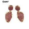 WT-E751 Multicolor Natural Color Opcional Piedra Preciosa Amatista Piedra Destello Doble Piedra Pendientes Clásicos de Banquete para Mujer