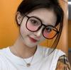 Nuevas Gafas de Blush de Marco Grande para Mujer Pura Querer Sonido de Sacudida Mismo Estilo Marco Negro Lente Transparente Llano Degradado Película de Polvo Gafas Lisas