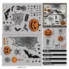 Decoraciones de Halloween Cabeza de Calabaza Pegatinas para Ventana de Vidrio Pintura Flores Telaraña Poción Fantasma Murciélago Ambiente