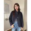 [Estética Laoqian] Chaqueta Corta de Lana Reversible con Cuello Alto Retro Geming para Mujer, Top de Invierno N687C