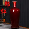 Jingdezhen Flor Roja Cerámica Florero Arreglo Floral Chino Hogar Sala de Estar Gabinete de Vino Gabinete de TV Decoración Adornos Florero de Porcelana