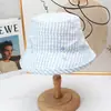 Chapéu Bucket de Tecido Xadrez com Borda Enrolada em Formato de Coração Estilo Coreano para Mulheres, Primavera e Verão, Visual Fresco e Natural, Chapéu que Cobre o Rosto, Chapéu Casual para Proteção Solar