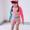 Traje de Baño para Niños Dividido Cara Sonriente Manga Larga Protección Solar Secado Rápido Playa Niños y Niñas 2-12 Años Ropa de Baño para Bebé