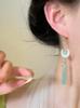 Estilo Chino Estilo Fresco Hecho a Mano Gotas de Agua de Luna Imitación Jade Hetian Vintage Elegantes Aretes de Borla Aretes Joyería