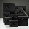Caja de Regalo de Cumpleaños Negra Clásica en Stock para Venta al por Mayor, Caja de Regalo Grande Festiva y Ceremonial, Caja Vacía de Lujo con Lazo
