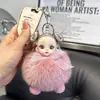 Boneca em Forma de Bola Chaveiro de Carro com Pelo de Raposa Real Pingente Acessório para Mochila de Estudante Chaveiro de Pelúcia