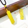 Tienda de Oro Mismo Estilo Oro Arena CNC Hielo Triturado Brillante Colgante de Barra de Oro Pequeña Cadena de Suéter Collar de Barra de Oro Pequeña Fortuna Viniendo