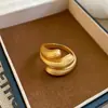 Anillo Abierto Geométrico Mate Multicapa Moda Diseño de Lujo Ligero Índice Versátil Personalidad Tendencia Anillo para Dedo